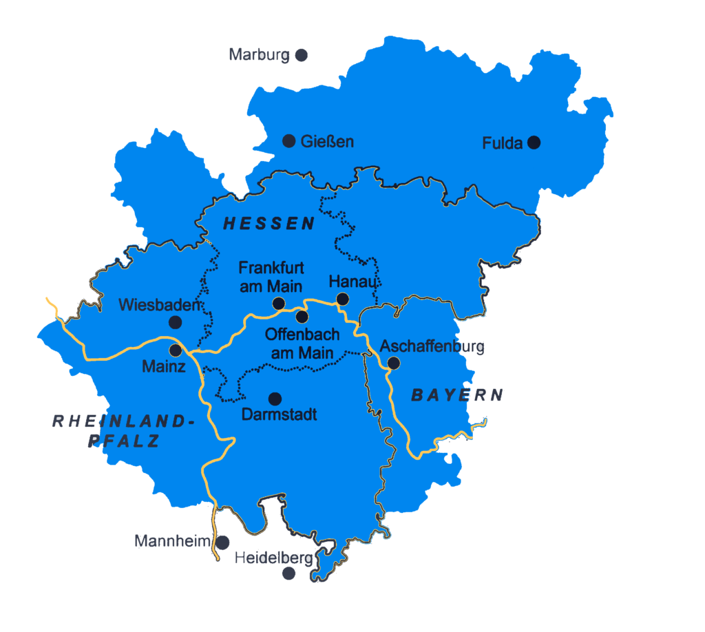 Grafik des EWH-Solar Servicegebietes im Rhein-Main-Gebiet